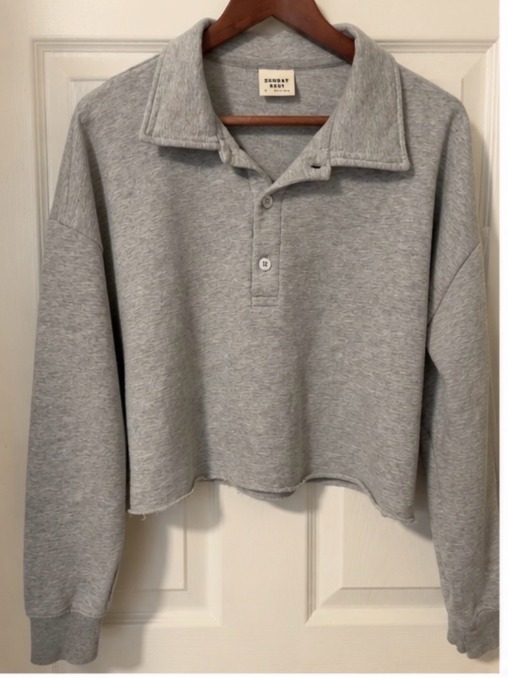 Sunday Best Light Gray Cropped Collar Pullover